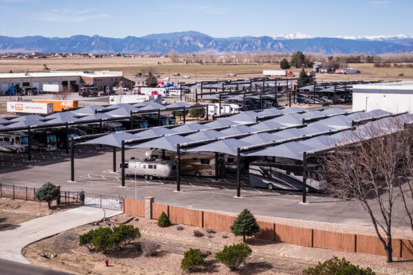 Transwest - Commerce solar-integrated hail canopies