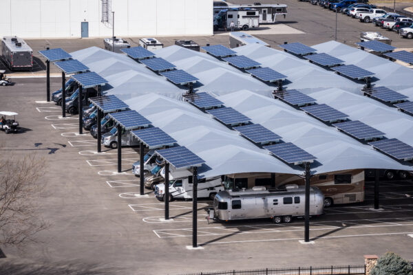 Transwest - Commerce solar-integrated hail canopies