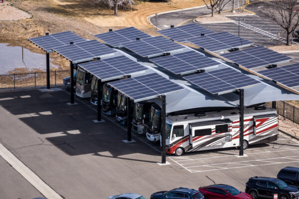 Transwest - Commerce solar-integrated hail canopies