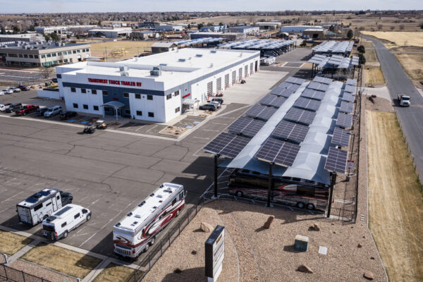 Transwest - Commerce solar-integrated hail canopies