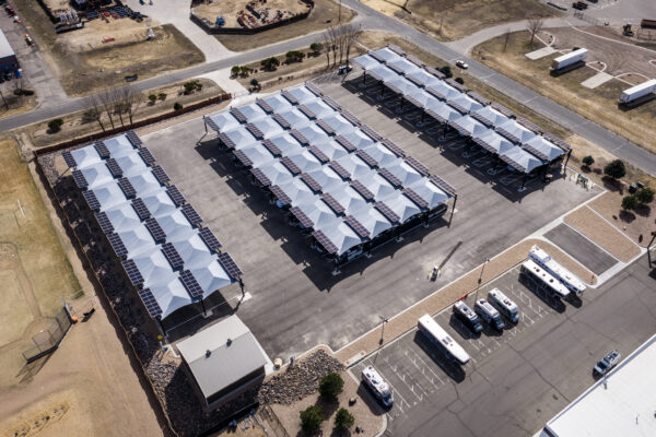 Transwest - Commerce solar-integrated hail canopies
