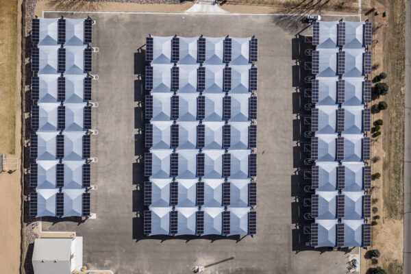 Transwest - Commerce solar-integrated hail canopies