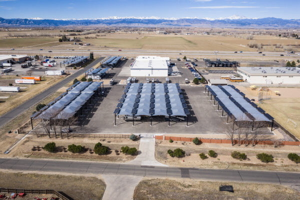 Transwest - Commerce solar-integrated hail canopies