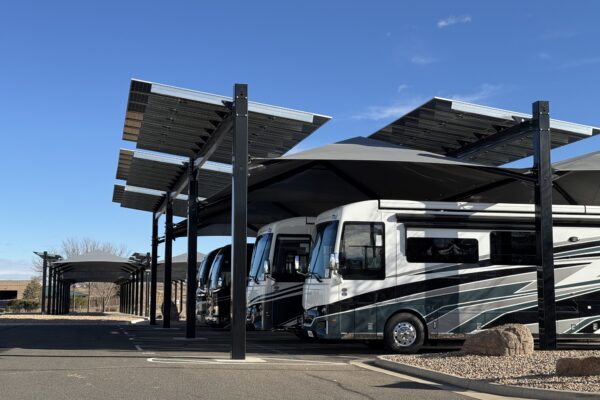 Transwest - Commerce solar-integrated hail canopies