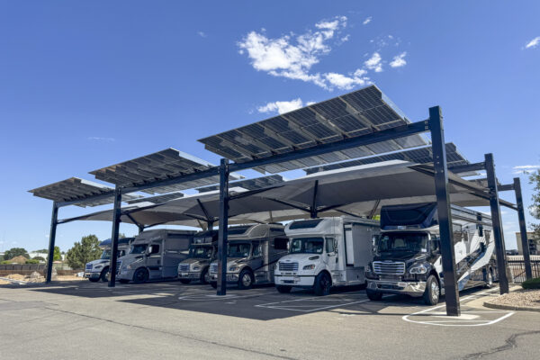 Transwest - Commerce solar-integrated hail canopies