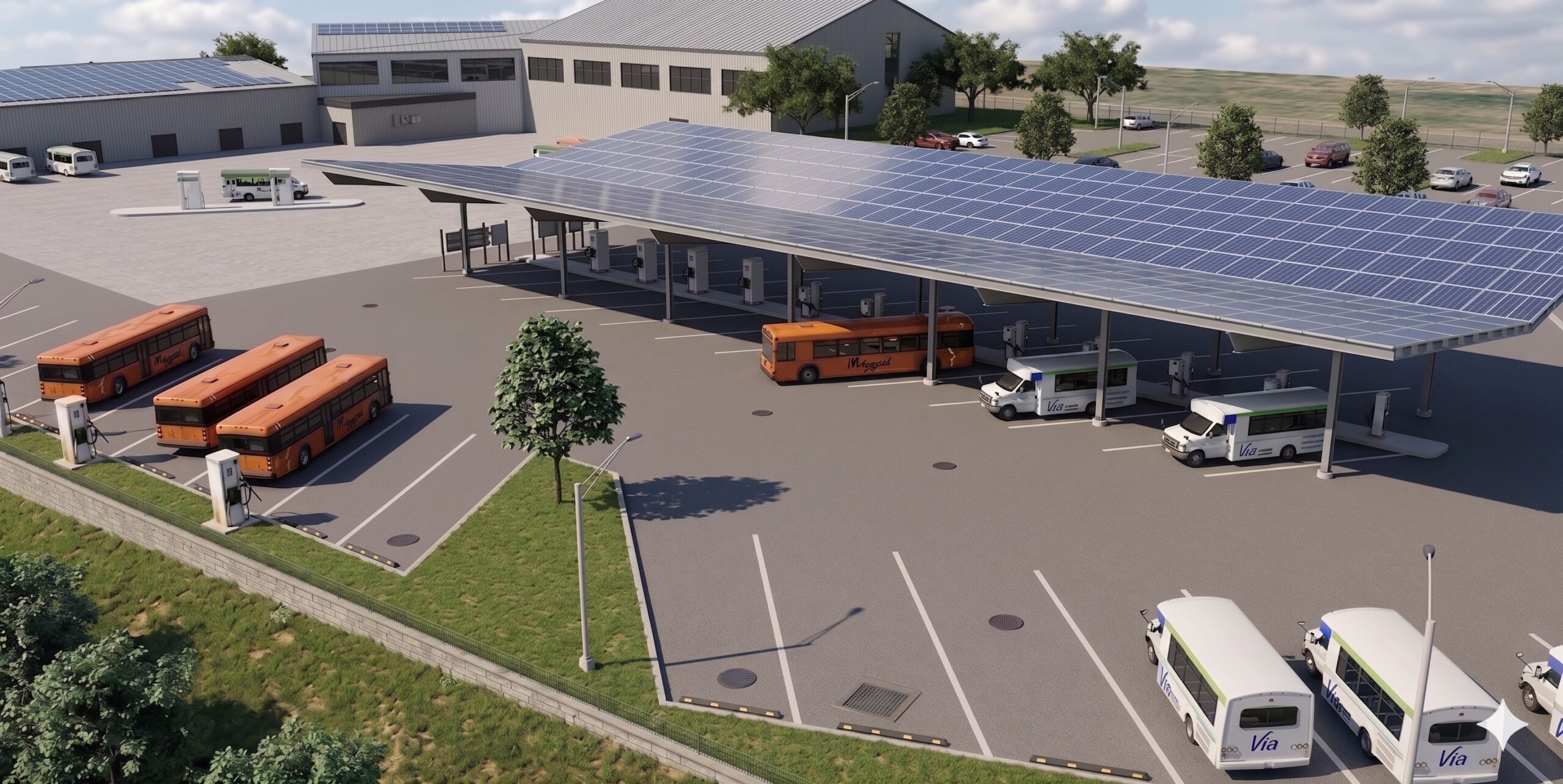 Via Mobility Microgrid Solar EV Installation Rendering (Image courtesy: Microgrid Labs)