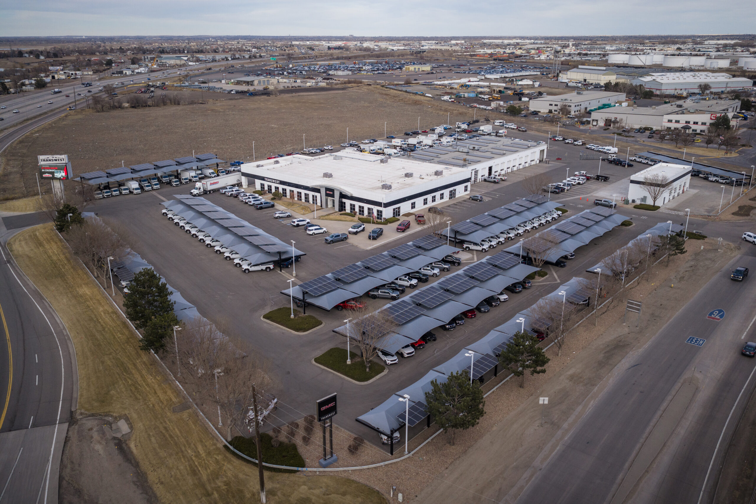 Transwest - Henderson solar-integrated hail canopies and solar rooftop