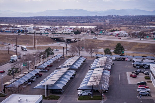 Transwest - Henderson solar-integrated hail canopies